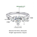 Super 3 Stones with GRA Certification Moissanite Diamond Rings 925 Silver Unique Fashion Proposal Fine Jewellery