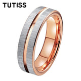 Center Groove Brushed Finish Shiny 6mm Gold Colour Tungsten Wedding Rings for Men Women