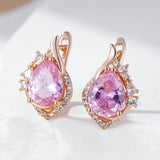 14K Gold Filled Shiny Big Pink AAA Zircon Crystals Drop Earrings Daily Fine Jewellery