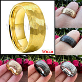 Multi-Faceted Hammered Brushed Finish 4/6/8MM Men Women Tungsten Wedding Rings