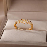 Trend AAA Zirconia Crystals Stainless Steel Gold Colour Lightning Rings For Women - Fashion Aesthetic Jewellery - The Jewellery Supermarket