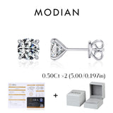 925 Sterling Silver Simple Round Ear Stud Sparkling D Colour Moissanite Stud Earrings