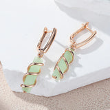 14 Karat Rolled Gold Fashion Fog Green AAA Zircon Crsytals Elegant Long Drop Earrings