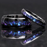 New 4/8mm Colorful Nebula Outer Space Black Tungsten Wedding Engagement Rings Set For Him And Her