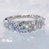 3.6ct 5 Stones D Color VVS1 Moissanite Diamond Sterling Silver Eternity Rings for Women Wedding Engagement Jewellery