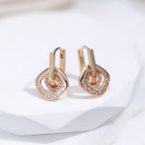 Charming Shiny 14K Filled Rose Gold AAA Zircon Diamonds Little Dangle Earrings - Vintage Daily Jewellery