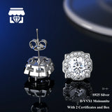 Real Moissanite Earrings 0.5CT 1CT 2CT For Women and Men Fine Jewellery.