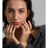 18K Gold Plated Stainless Steel Metal Geometric Adjustable Distinctive Popular Ring