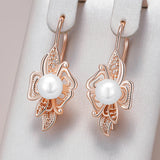 14 Karat Rolled Gold Luxury Unique Geometric Hollow Pearl Drop  Jewellery Earrings