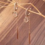14 Karat Gold Filled AAA Zircon Diamonds Trendy Fine Daily Long Tassel Dangle Earrings