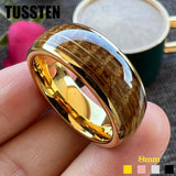 Nice Whisky Wood 8MM Domed Polished Finish Tungsten Comfort Fit Wedding Rings for Men and Women