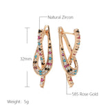 14 Karat Rolled Gold Full Colourful AAA Zircon Crystals  Glossy Dangle Earrings for Women