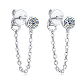 Chain Earring Round Cut D Colour VVS1 Clear Moissanite Diamonds Stud Earrings Silver Personality Fine Jewellery - The Jewellery Supermarket