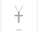 Sparkling Round Cut D Colour Moissanite Diamonds Cross Necklaces - Silver Christian Neck Chain Fine Jewellery - The Jewellery Supermarket