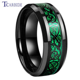 Red Opal Dragon Inlay Superior 8MM Mens Womens TungstenEngagement Wedding Rings