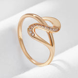 New Design Fashion Rolled 14K Rose Gold White AAA Zircon Diamonds Geometric Ring,  High Quality Fine Jewellery