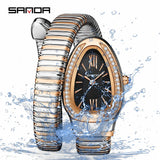 Awesome Fashion Retro Light Luxury Serpentine Design Inlaid with Zirconia Diamond High End Women's Quartz Watch