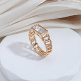 Shiny Luxury 14K Rolled Gold AAA Zircon Diamond Ring Fine Jewellery