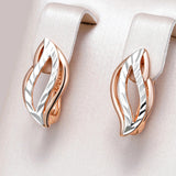 14 Karat Gold Filled Two tone Fashion Glossy Hollow Leaves Dangle Vintage Earrings