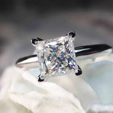 1or 2 Carat Princess Cut VVS1 D Colour Moissanite Diamond Silver Solitaire Ring