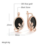 14 Karat Gold Filled Big Oval Black Zircon Drop Fashion  Fine Ethnic Earrings
