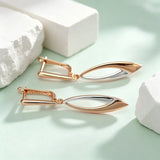 14 Karat Gold Filled Two Tone Long Drop Earrings for Women Vintage Fine Daily Jewellery