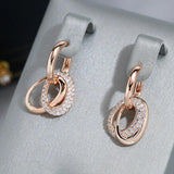 Fashion Double Hoop 14K Rolled Rose Gold AAA Zircon Diamonds Trending Earrings For Women