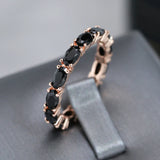 Unique Black AAA Zircon Crystal Setting 14K Rolled Gold Ring Luxury Fashion Jewellery