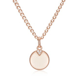 Charming Rolled Rose Gold of 14-Karat Purity AAA Zircon Diamonds Round Coin Necklace - Glossy Fine Jewellery