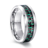 New Black Carbon Fiber 8mm Tungsten Steel Carbide Ring Mens Wedding Band