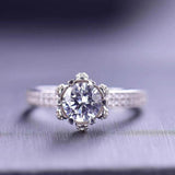 Flower Design 1ct VVS1 D Colour Moissanite Diamond Rings, S925 Silver Wedding Engagement Fine Jewellery GRA Certified
