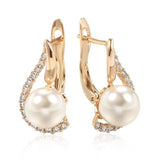 14 Karat Filled Gold Elegant Pearls Long Drop Fashion Wedding Earrings For Women