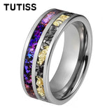 Orion Nebula and Meteorite Gold Foil Inlay 8MM Tungsten Carbide Rings