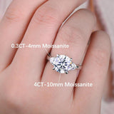 Amazing 3-Stone Round Cut 4.6CT Moissanite Diamond Rings - S925 Silver Wedding Engagement Jewellery With GRA