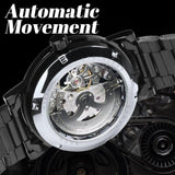 New Luxury Brand Black Skeleton Mechanical Luminous Pointers Busienss Automatic Stainless Steel Watches - The Jewellery Supermarket