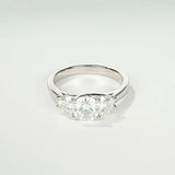 Dazzling 3-Stone VVS1 D Colour Moissanite 925 Silver Engagement Wedding Ring