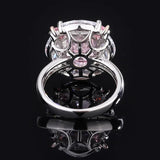 Gorgeous 4CT VVS High Quality AAAAA High Carbon Pink Sapphire Emerald Gemstone Fine Rings for Women