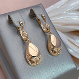 14 Karat Rolled Gold Luxury Retro Water Drop Pendant Women's Earrings 585 Rose Gold Color Daily Fashion Multipurpose Exquisite Jewellery