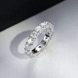 Popular Full Moissanite Eternity Engagement Wedding Rings for Women 925 Sterling Silver White Gold Plated Fine Rings