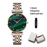 Luxury Elegant Fashion Round Dial Stainless Steel Ladie's Watch Japan Movement Quartz Rose Gold Plated Wristwatches