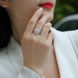 Fabulous 6.5mm VVS1 D Colour Moissanite Diamonds Square Silver Wedding Ring