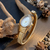 Waterdrop Case Single-Coil Snake Bangle Luxury Art Deco Inspired Ladies Watch