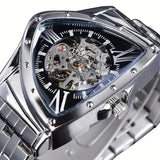 Luxury Brand Triangle Sports Style Hollow Design Stainless Steel Self-Rolling Sports Mechanical Skeleton Watches