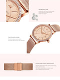 New Elegant Luxury Zircon Diamonds Quartz Movement 34mm Stainless Steel Mesh Leather Strap Casual Fashion Wristwatch