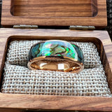 Multicolor Abalone Shell Inlay Domed Polished 4/6/8MM Men Women Tungsten Rings