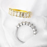 Stunning 3*5mm 0.5CT Emerald Cut Moissanite Diamonds 1/2 Eternity Rings for Women 925 SilverJewellery with GRA