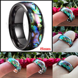 Domed Polished Cool Abalone Shell 8MM Men Women Tungsten Wedding Engagement Rings