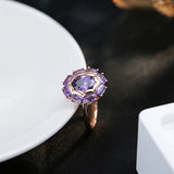 14 Karat Gold Filled Unusual Sparkling Oval Purple AAA Zircon Crystal Rings for Women
