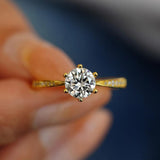 GRA Certified 6.5mm Moissanite Diamond Solitaire Ring 18K Gold Plated Silver 6 Claws Wedding Fine Jewellery Ring