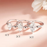 Amazing 1CT 2CT 3CT Marquise Cut VVS1 D Colour Moissanite Diamond Silver Wedding Ring